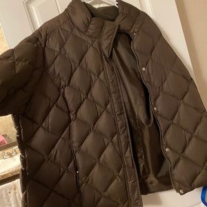 brown puffer jacket